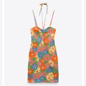Zara Floral Ruched Mini Dress